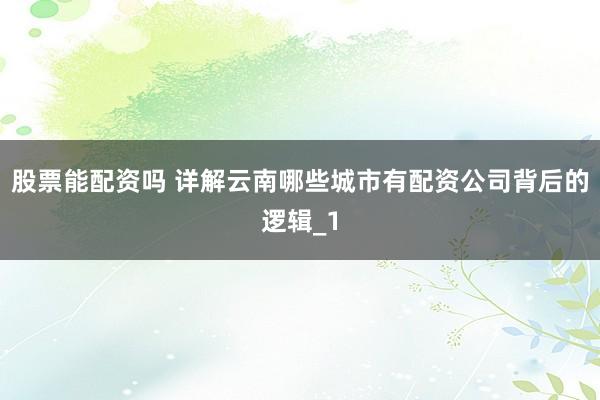 股票能配资吗 详解云南哪些城市有配资公司背后的逻辑_1