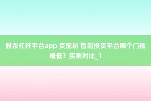 股票杠杆平台app 资配易 智能投资平台哪个门槛最低？实测对比_1